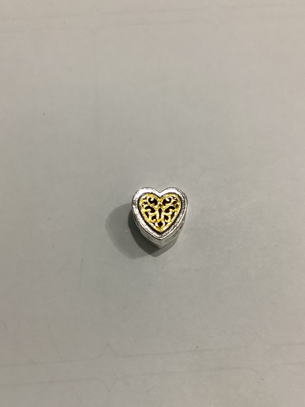 Heart Filigree Charm Pendant in Silver and Gold